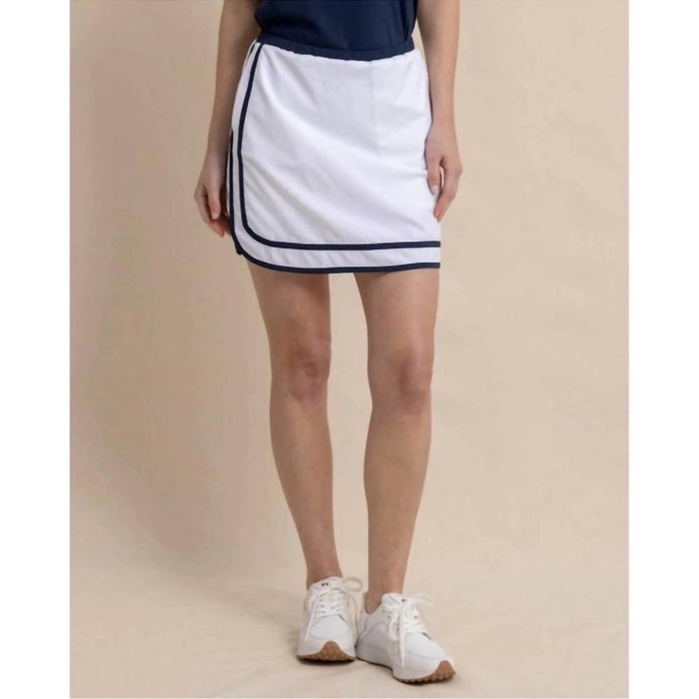 NEW SOUTHERN TIDE Elaina Golf Classic White Skort Skirt Navy Blue Tennis Medium - Picture 4 of 6